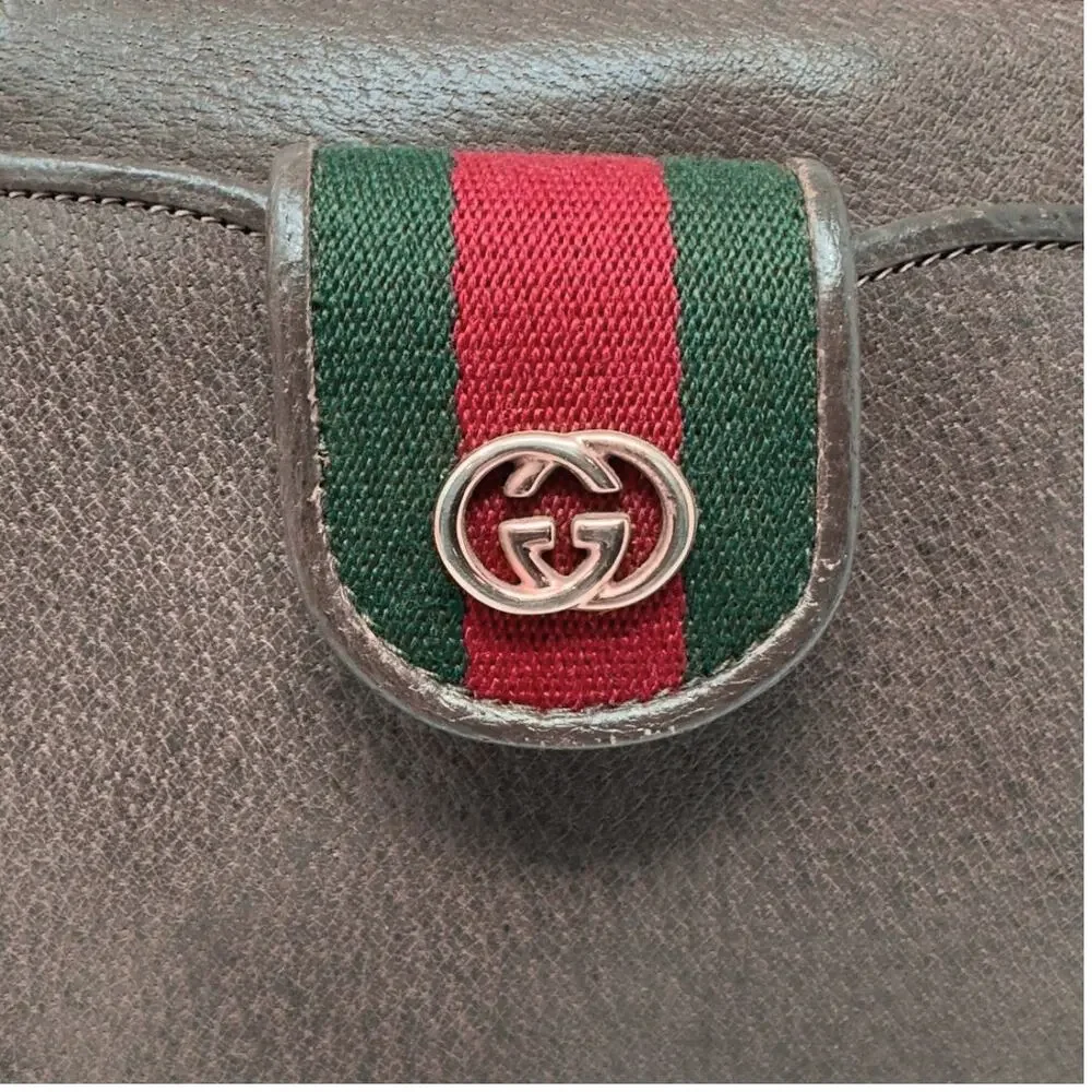 Gucci Bag Crossbody Clutch Wallet Ophidia Marmont Brown Leather GG Red Green - Picture 4 of 13